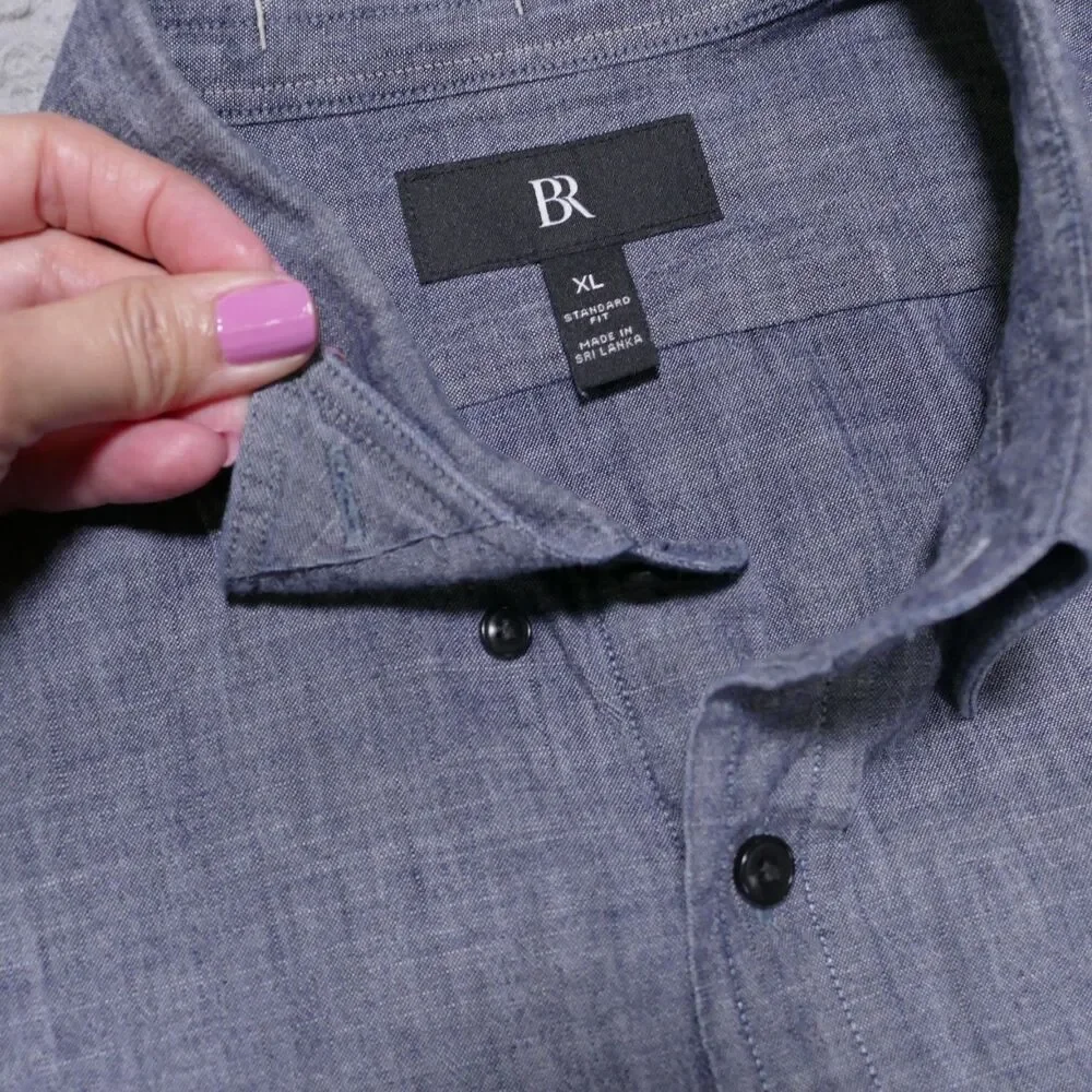 Banana Republic Standard Fit Shirt Mens XL Dark Blue Long Sleeve Chambray